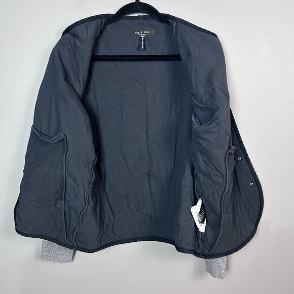 Rag & Bone jacket men's medium quilted varsity bomber varsity black gray - Picture 6 of 12